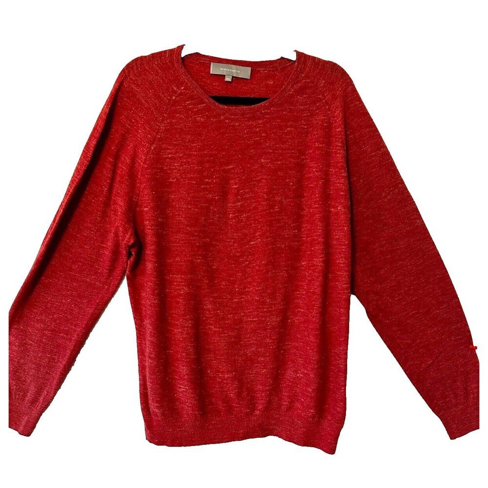 Neiman Marcs Mens Sweater XXL Red Wool Linen Blend Long Sleeve Soft Texture